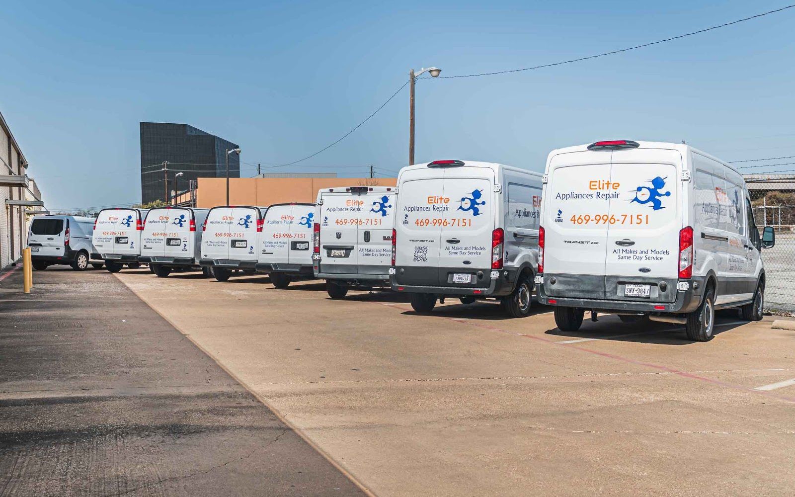 Elite Appliances Repairs branded service van serving Dallas, Texas
